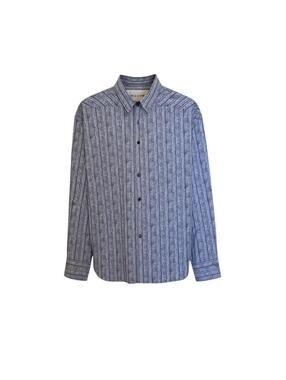 Vintage Men's Large Structure Long Sleeve Button Down Floral Shirt with Pocket